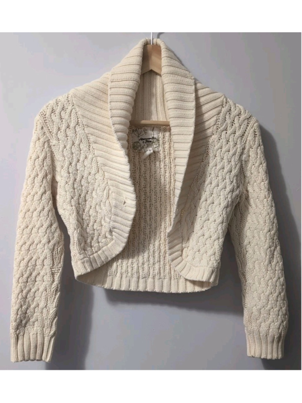 Abercrombie Y2K Heavy Cable Knit Cardigan Sweater Shrug S/M (Missing Button)